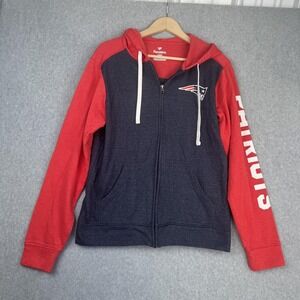 New England Patriots Hoodie Mens Medium Navy Red NFL Football Full Zip Fanatics